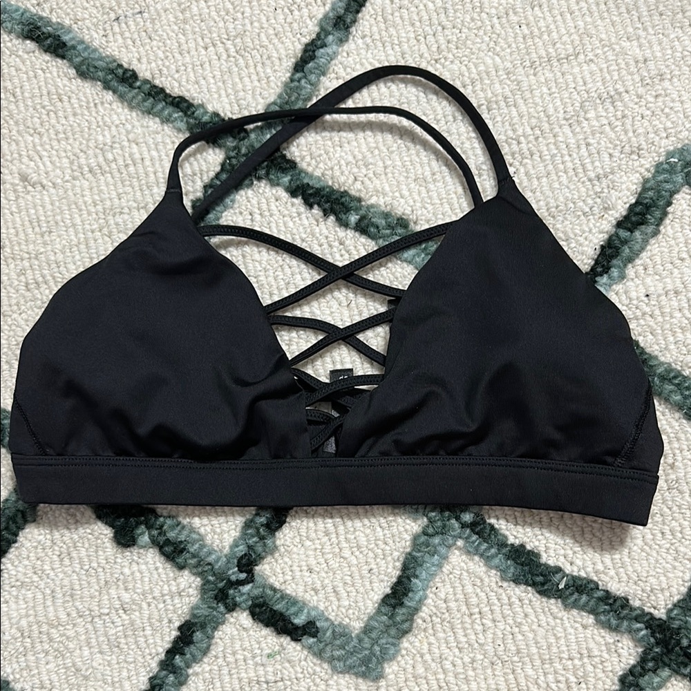 Victoria's Secret SPORT Black Lace-Up sports bra with original padding